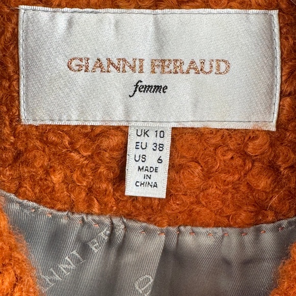 Gianni Feraud Femme Womens Orange Collared Pea Coat Double Breasted Jacket 6 US - Picture 4 of 14
